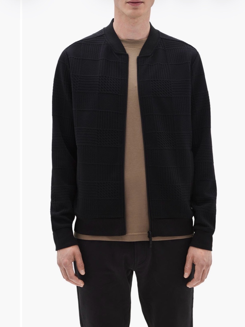 Robert Barakett Elmdon Textured Black Baseball Jacket